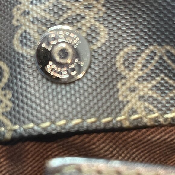 Loewe Vintage Canvas and Leather Anagram Tote - Dark Brown and Black - Preowned - Picture 13 of 15